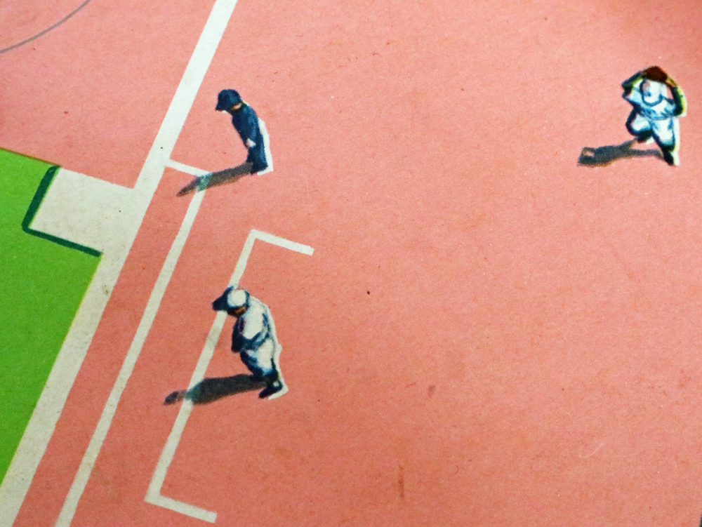 ビーシーの野球ゲーム(推定二代目) 美しい俯瞰視点の短縮法イラスト①1塁型