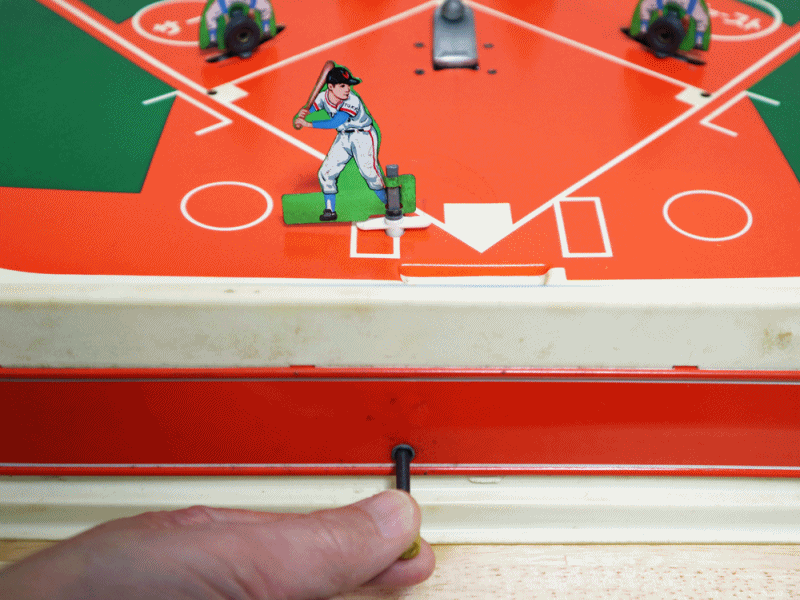マグネット付 立体野球盤 回転するブリキ打者人形